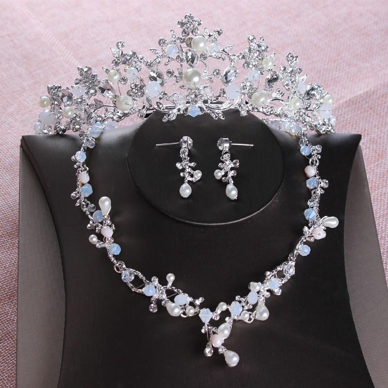 ティアラ ネックレス ピアス イヤリング 3点セット ウエディング コスプレ 髪飾り 花嫁 結婚式 ヘッドドレス イヤーアクセサリー ブライダル パー ティアラピアス イヤリングネックレス aアクセサリーブライダル 3点セット