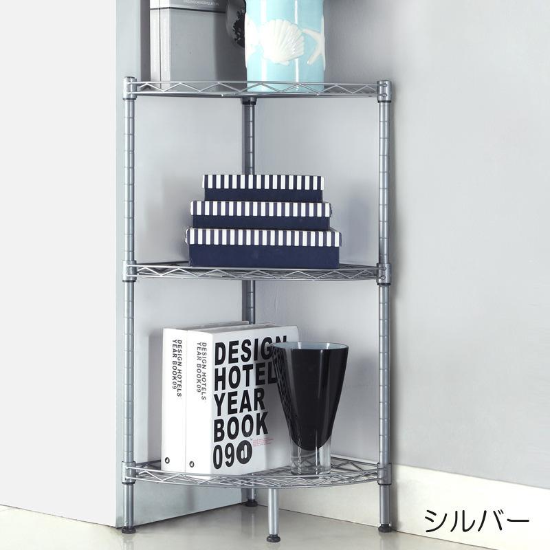 収納ラック コーナーラック オープンラック ウォールシェルフ 2段 メタルラック パイプ フリーラック 三角 角 収納棚 組み立て簡単