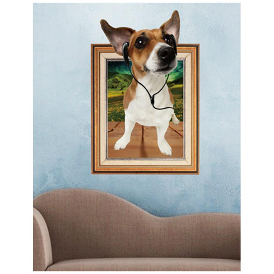 ウォールステッカー ウォールシール 犬 イヌ いぬ Dog フォトフレーム風 額縁 だまし絵 トリックアート 3d 立体的 飛び出す 子供部屋 こども Zak おとりよせ Com 通販 Yahoo ショッピング