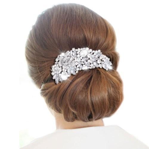 コーム レディース ヘアアクセサリー 髪留め 髪飾り ラインストーン シルバーカラー 単色 横長 きらきら キラキラ きれい ゴージャス お団子 夜会 Zak おとりよせ Com 通販 Yahoo ショッピング