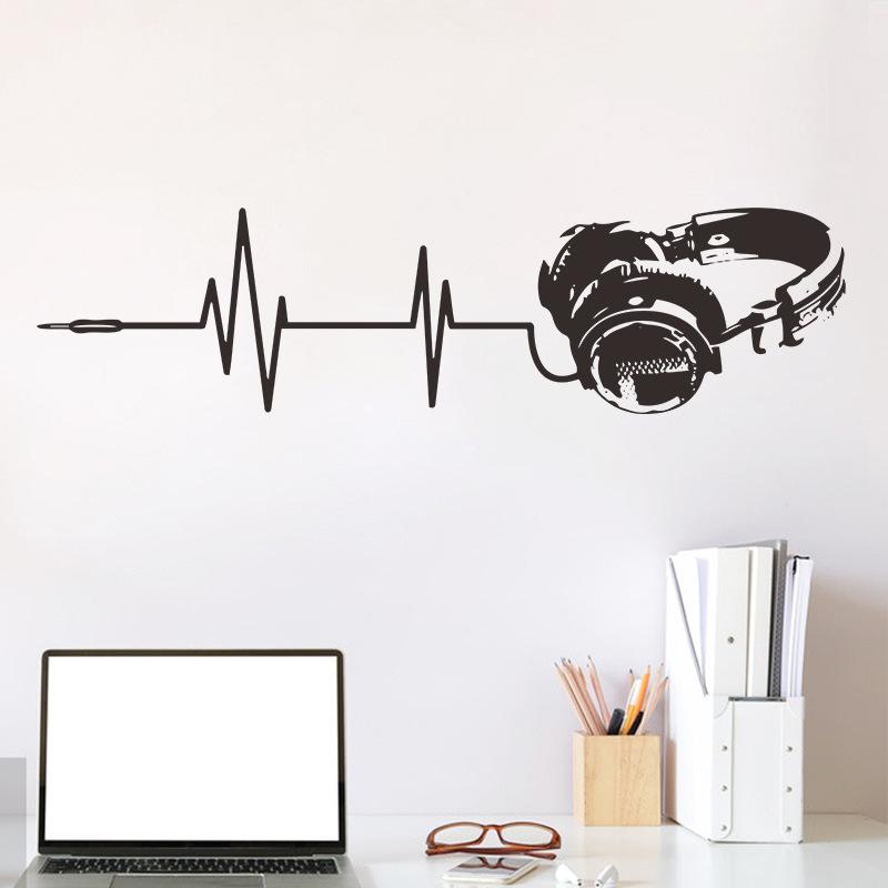 ウォールステッカー シール式 壁紙シール ヘッドホン ヘッドフォン 波形 おしゃれ かっこいい モノクロ イラスト ウォールシール 壁面装飾 室内装飾 Zak おとりよせ Com 通販 Yahoo ショッピング