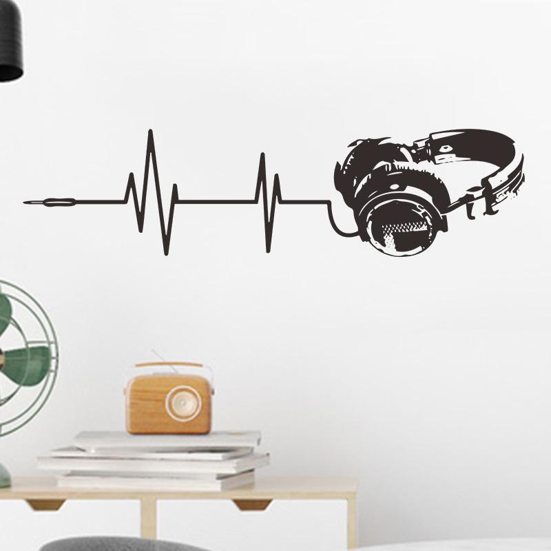 ウォールステッカー シール式 壁紙シール ヘッドホン ヘッドフォン 波形 おしゃれ かっこいい モノクロ イラスト ウォールシール 壁面装飾 室内装飾 Zak おとりよせ Com 通販 Yahoo ショッピング
