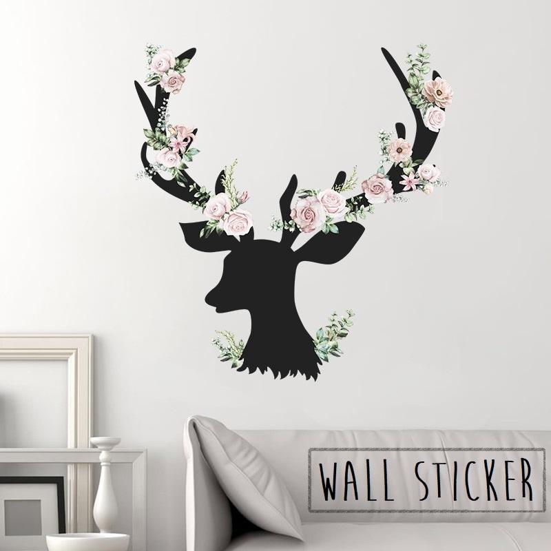 ウォールステッカー 壁ステッカー 壁紙シール トナカイ バラ 花 フラワー 鹿 インテリア雑貨 Diy 模様替え プチリフォーム 貼り付け簡単 イメー Zak おとりよせ Com 通販 Yahoo ショッピング
