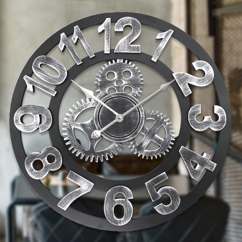 掛け時計 壁掛け時計 歯車時計 アナログ時計 丸 円型 サークル型 木