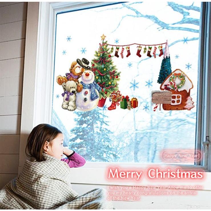 ウォールステッカー 壁紙シール クリスマス 貼ってはがせる X Mas 壁シール ガラス 窓 クリスマスツリー 雪だるま クマ おしゃれ パーティー Zak おとりよせ Com 通販 Yahoo ショッピング