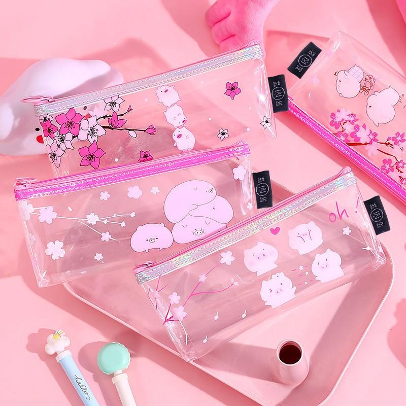 ペンケース 筆箱 雑貨 ステーショナリー 文房具 ビニール 透明 クリア ファスナー付き イラスト 花 フラワー ブタ かわいい Zak おとりよせ Com 通販 Yahoo ショッピング