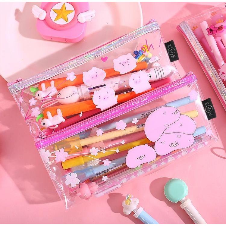 ペンケース 筆箱 雑貨 ステーショナリー 文房具 ビニール 透明 クリア ファスナー付き イラスト 花 フラワー ブタ かわいい Zak 36756 おとりよせ Com 通販 Yahoo ショッピング