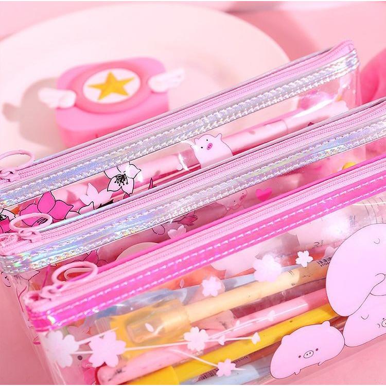 ペンケース 筆箱 雑貨 ステーショナリー 文房具 ビニール 透明 クリア ファスナー付き イラスト 花 フラワー ブタ かわいい Zak おとりよせ Com 通販 Yahoo ショッピング