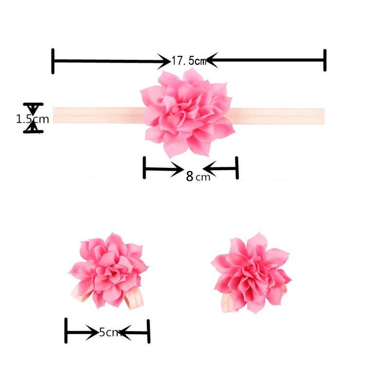 ヘアバンド フット 3点セット ヘッドドレス ベビー 赤ちゃん 花