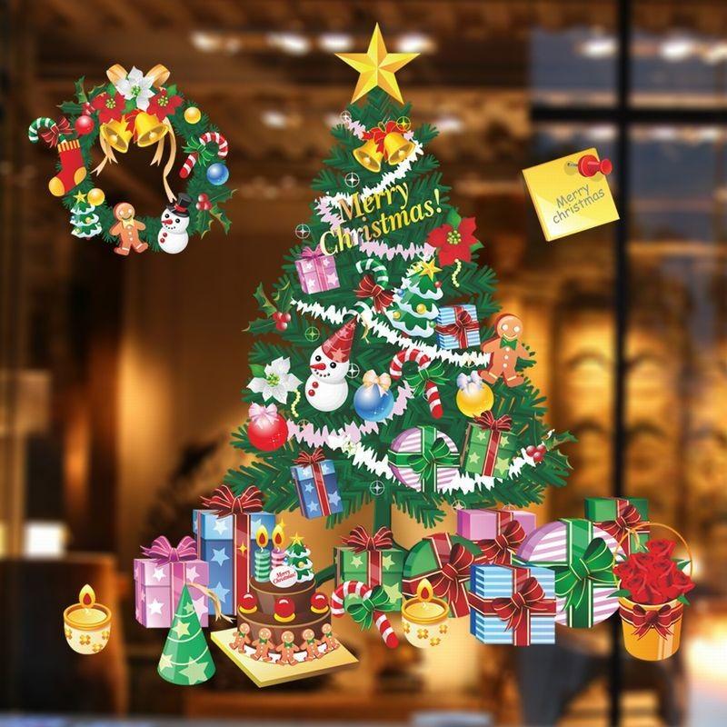 ウォールステッカー 壁紙シール 窓ガラス ウォールデコレーション クリスマス X Mas Merry Christmas クリスマスツリー サンタクロ Zak おとりよせ Com 通販 Yahoo ショッピング