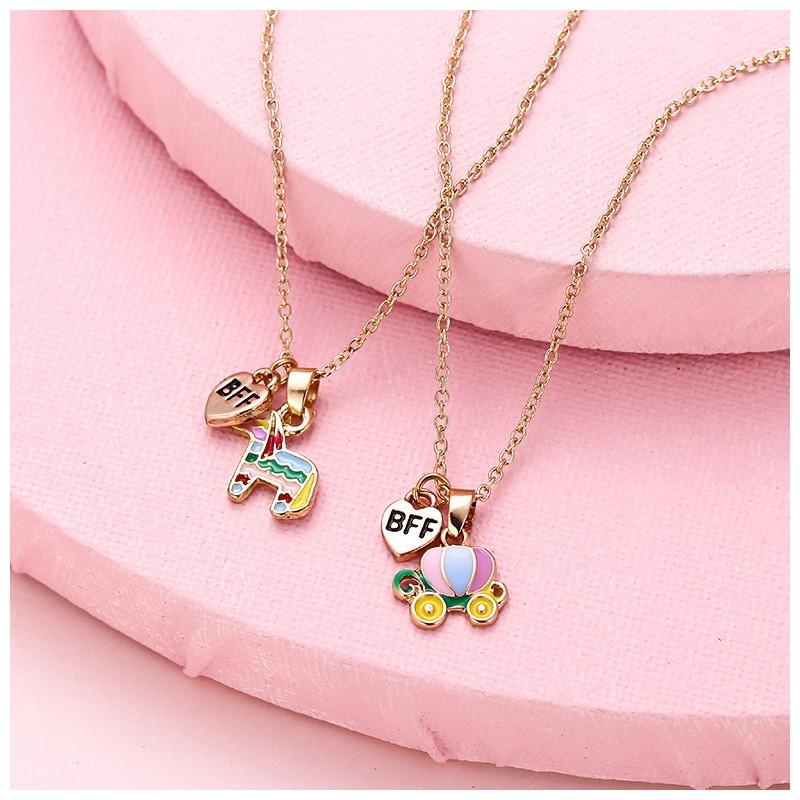 アクセサリー キッズ ネックレス 子ども用ネックレス ユニコーン かぼちゃの馬車 虹色 ゴールドカラー かわいい おしゃれ プレゼント 女の子 2本セ Zak おとりよせ Com 通販 Yahoo ショッピング