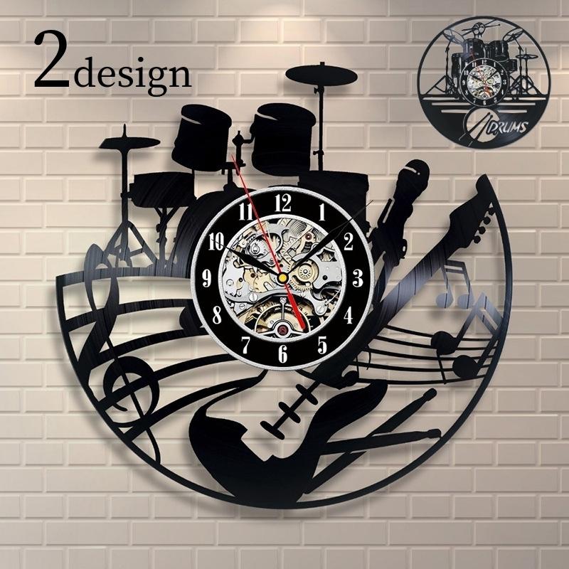 時計 壁掛け時計 歯車時計 ビニールレコード アナログ 数字 音楽モチーフ シルエットデザイン ギター 楽譜 音符 ドラム 楽器 インテリア性 アンテ Zak おとりよせ Com 通販 Yahoo ショッピング