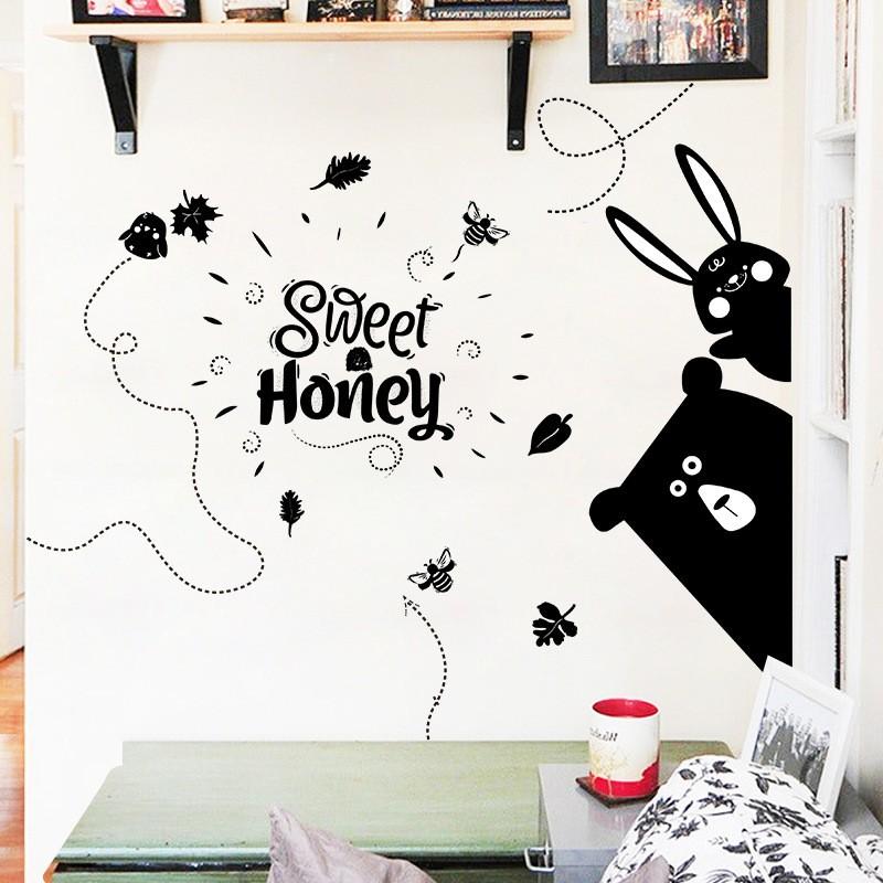 ウォールステッカー 壁紙シール 取り外し可能 くま うさぎ ミツバチ 葉 文字 英語 面白い 子供部屋 リビング 寝室 ベッドルーム 模様替え パーテ Zak おとりよせ Com 通販 Yahoo ショッピング