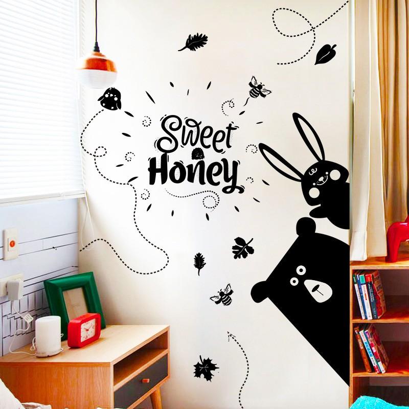 ウォールステッカー 壁紙シール 取り外し可能 くま うさぎ ミツバチ 葉 文字 英語 面白い 子供部屋 リビング 寝室 ベッドルーム 模様替え パーテ Zak おとりよせ Com 通販 Yahoo ショッピング