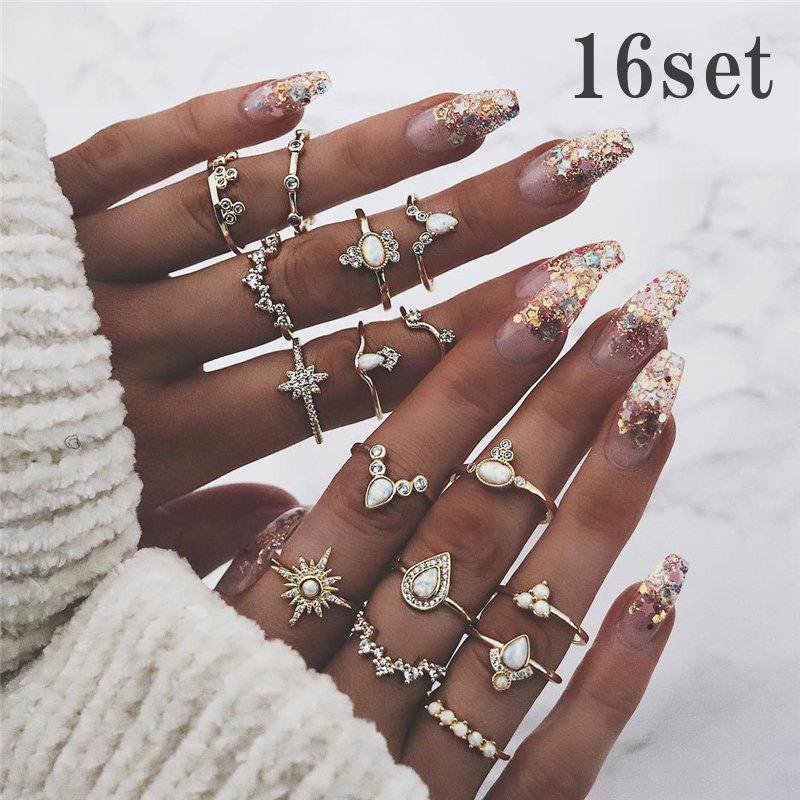 リング 16点セット 指輪 レディース アクセサリー ファランジリング ミディリング 関節リング ピンキーリング ゴールドカラー サークル ビジュー Zak おとりよせ Com 通販 Yahoo ショッピング