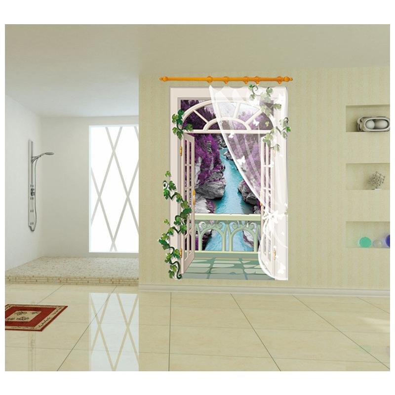 ウォールステッカー ウォールシール 川 渓谷 風景画 綺麗 窓辺 窓際 壁紙シール トリックアート 壁装飾 壁シール 立体的 だまし絵 3d 壁面装飾 割引も実施中