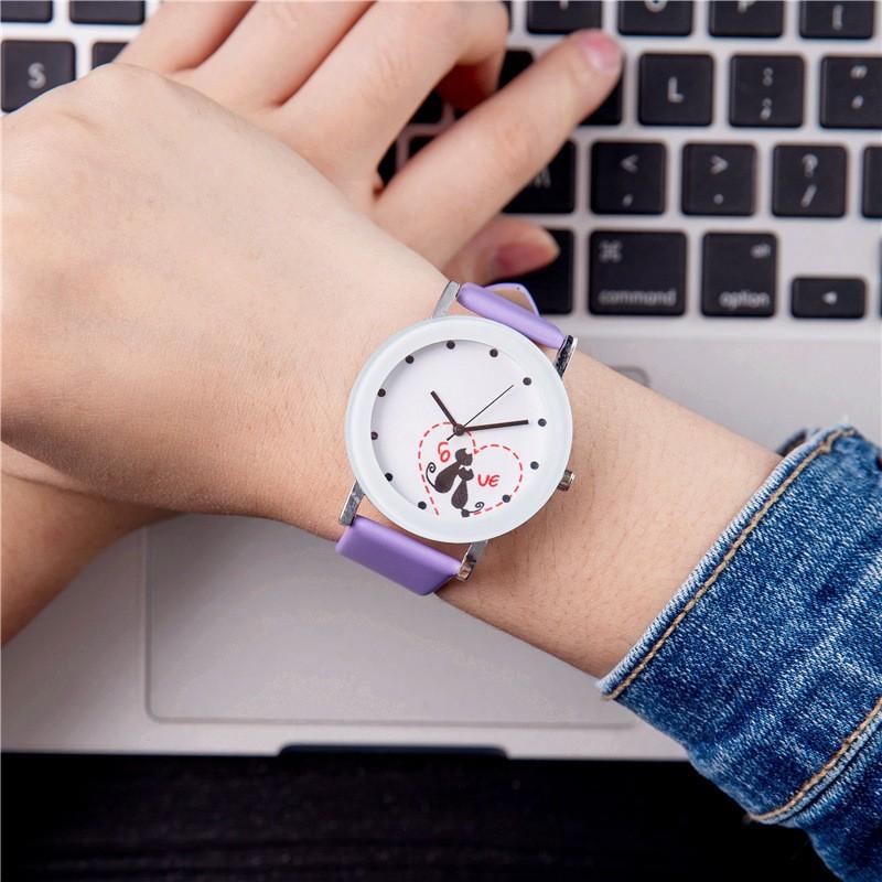 腕時計 アナログ ペアウォッチ ラウンドウォッチ フェイクレザーベルト レディース メンズ 秒針 黒猫 Love ハート カップル 恋人 夫婦 学生 Zak おとりよせ Com 通販 Yahoo ショッピング