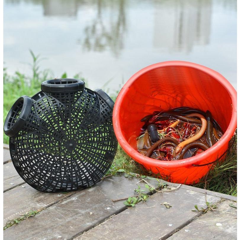 魚籠 3穴 仕掛け 捕獲かご 釣り用品 円形 丸型 うなぎ釣り カニ釣り 魚釣り ワナ 捕獲器 簡単 フィッシング用品 魚カゴ 道具 アウトドア キャ｜mignonlindo｜03