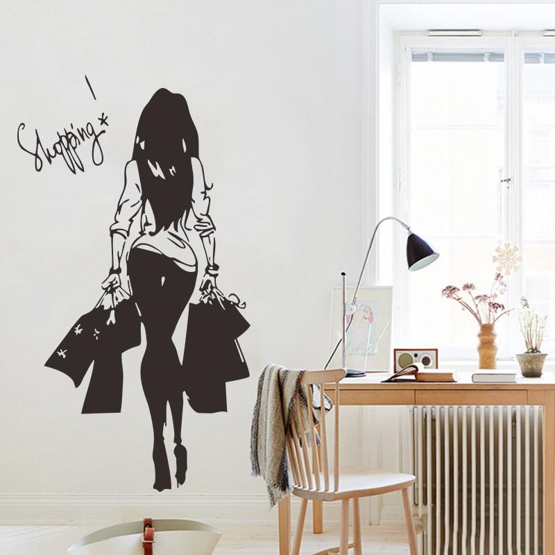 ウォールステッカー 転写式 壁紙シール はがせる 女性 レディー ウーマン 後ろ姿 バックスタイル ショッピング 買い物姿 窓 ガラス モノトーン モ Zak おとりよせ Com 通販 Yahoo ショッピング