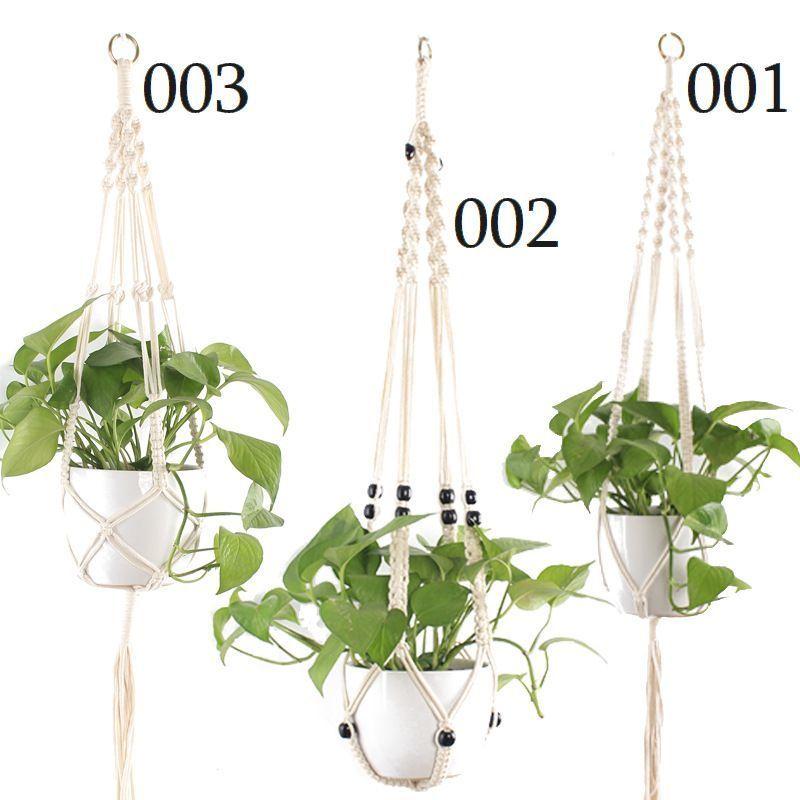 プラントハンガー ハンギングプランター インテリア雑貨 マクラメ ロープ 紐 吊り下げ 飾る ビーズ入り 観葉植物用 ハンギングネット 編み込み おし 上質で快適