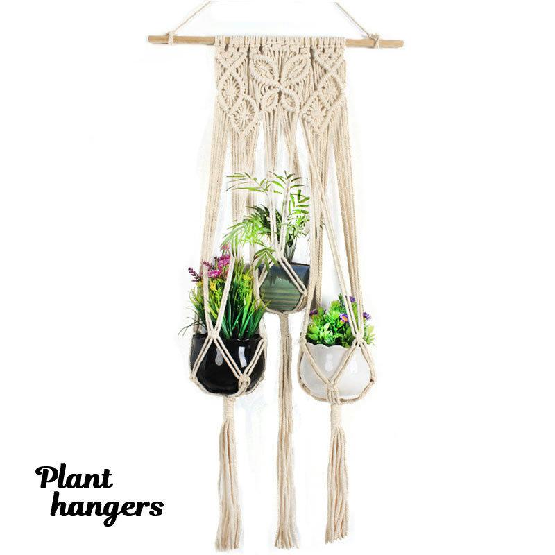 プラントハンガー ハンギングプランター 植物ハンガーネット 3鉢用 吊り下げ式 インテリア雑貨 ガーデニング用品 縄 ロープ マクラメ編み おしゃれ Zak おとりよせ Com 通販 Yahoo ショッピング