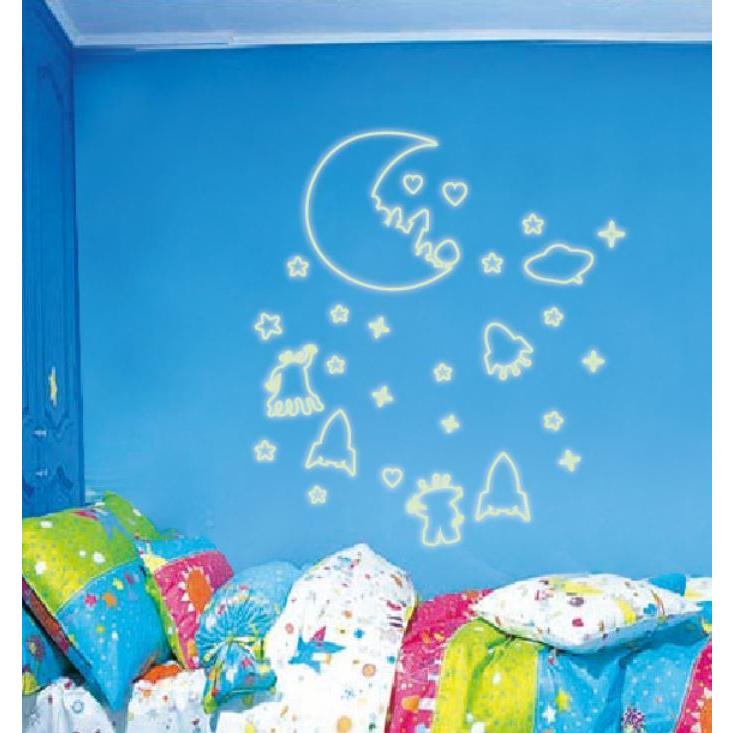 ウォールステッカー 光る 暗闇で光る 蛍光 夜光 壁紙シール 月 宇宙 星空 ルームデコレーション ウォールデコレーション 壁面装飾 子供部屋 リビン Zak おとりよせ Com 通販 Yahoo ショッピング