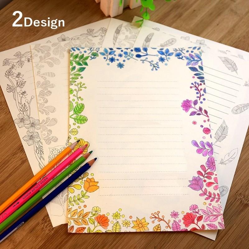 便せん 便箋 塗り絵 8枚入り 2個セット B5サイズ 手紙 文房具 フラワー 花 植物 色塗り かわいい おしゃれ Zak おとりよせ Com 通販 Yahoo ショッピング