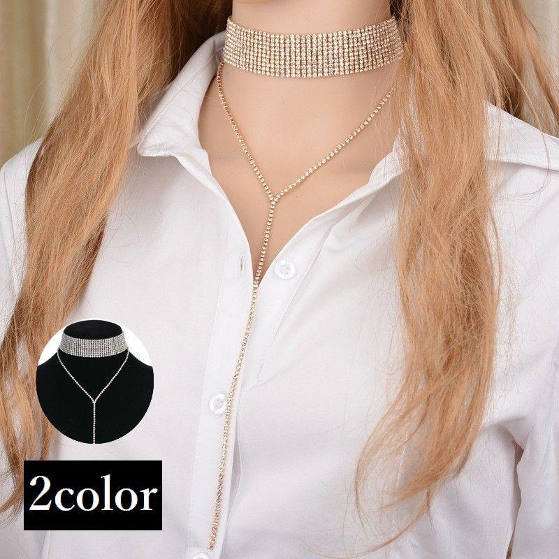 チョーカー レディース ネックレス ショートネックレス アクセサリー キラキラ ラインストーン ゴールドカラー シルバーカラー おしゃれ きれいめ パ Zak おとりよせ Com 通販 Yahoo ショッピング