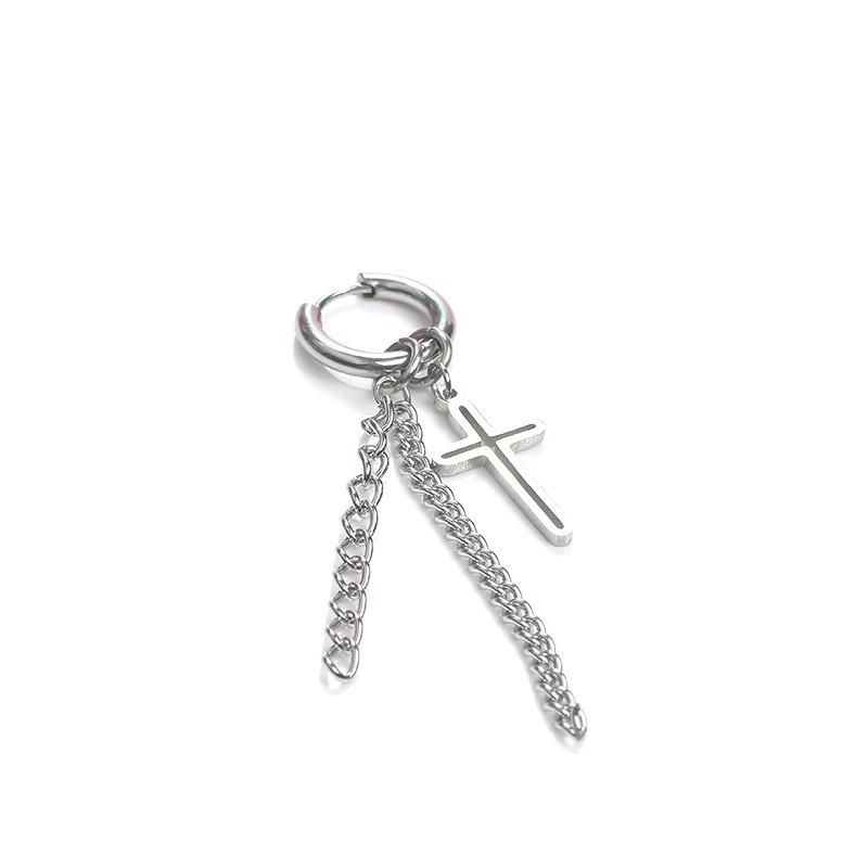 ピアス メンズピアス ロングピアス クロスデザイン クロス 円形 十字架 チェーン 太め 揺れる オシャレ ファッション かっこいい フェミニン 男性 Zak おとりよせ Com 通販 Yahoo ショッピング