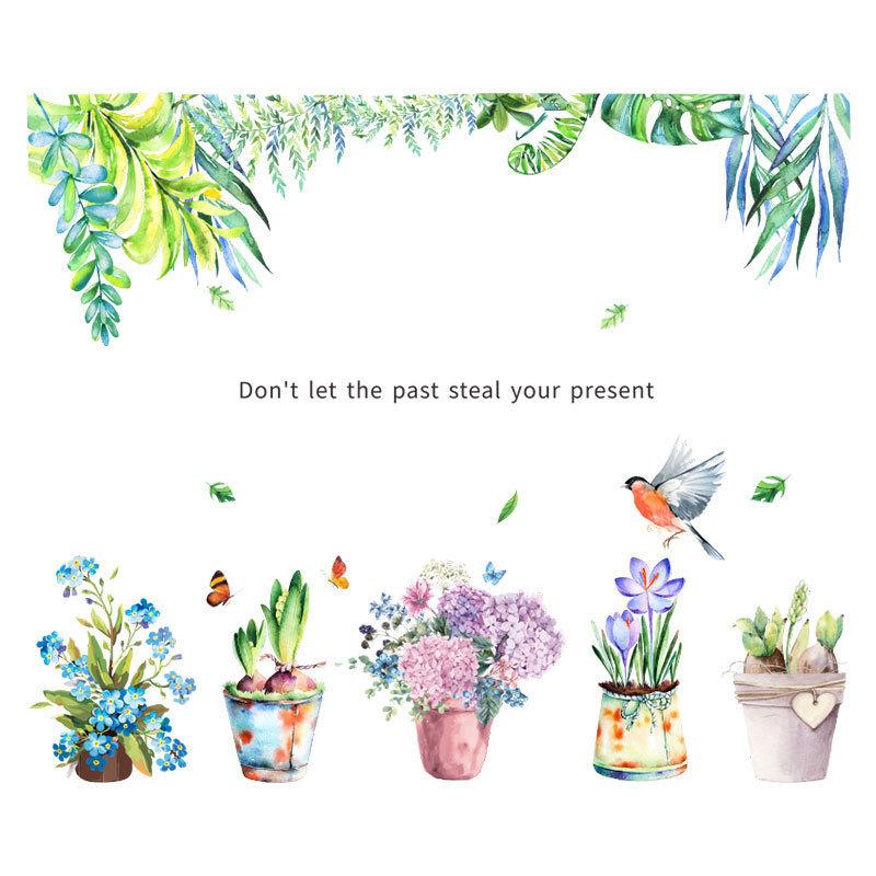 オープニング大放出セール ウォールステッカー ウォールシール 壁紙ステッカー 壁紙シール 絵画風 手書き風 花 木 鳥 蝶 鉢植え 葉っぱ 英語 英文 壁面装飾 壁デコレーショ Supplystudies Com