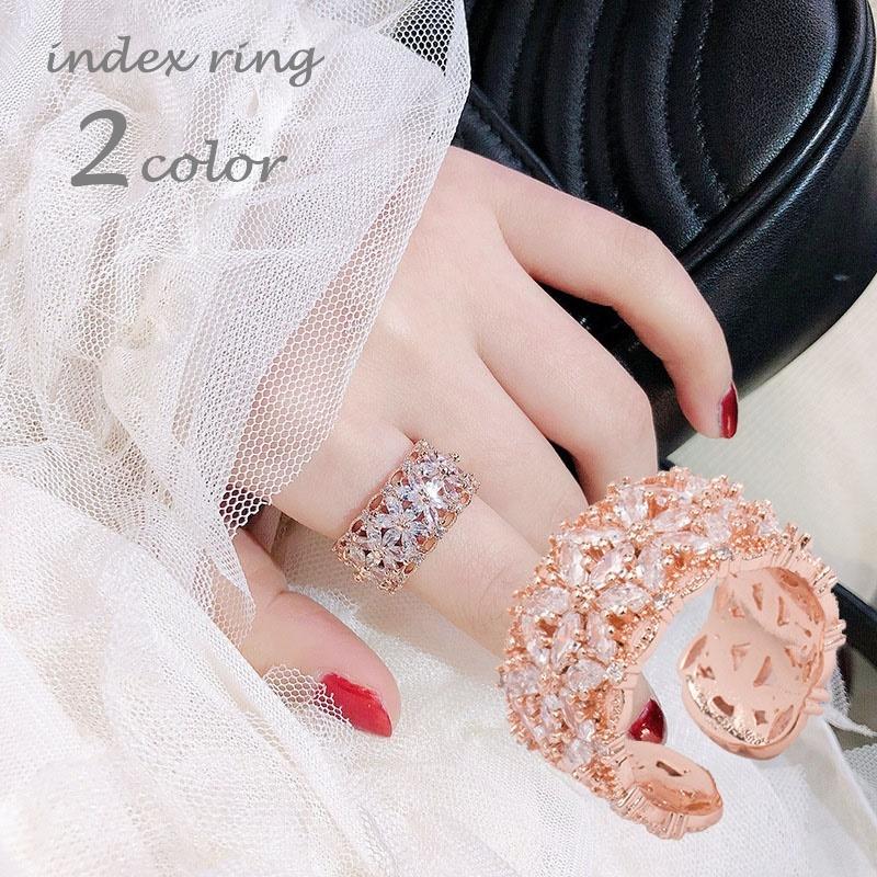 インデックスリング レディース アクセサリー 指輪 人差し指 ラインストーン フラワー クリア ボリューム オープニングリング 切れ目 フリーサイズ Zak おとりよせ Com 通販 Yahoo ショッピング