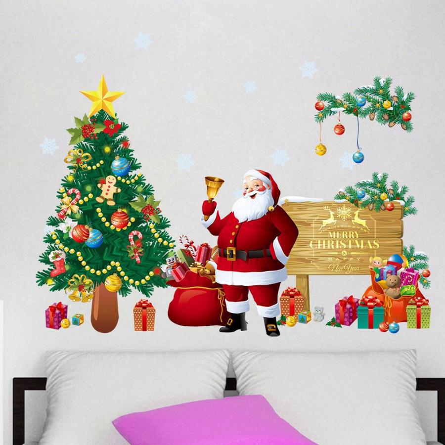 ウォールステッカー 壁紙シール クリスマス X Mas Christmas 貼ってはがせる サンタクロース サンタ 雪の結晶 クリスマスツリー プレゼ Zak おとりよせ Com 通販 Yahoo ショッピング