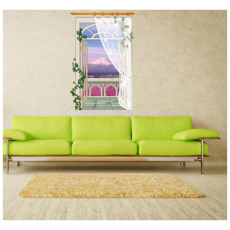 ウォールステッカー ウォールシール 山 空 大自然 風景画 癒し 綺麗 窓辺 だまし絵 トリックアート 3d 立体的 壁シール 壁紙シール 壁面装飾 Zak 574 おとりよせ Com 通販 Yahoo ショッピング