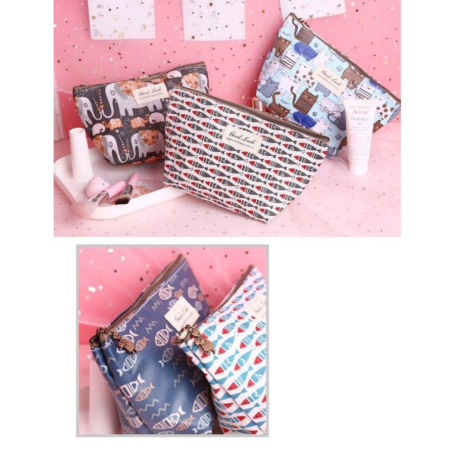 化粧ポーチ バッグ 小物入れ 小物ポーチ 雑貨 ファスナー付き イラスト ゾウ サカナ ネコ 旅行 お出かけ 持ち運び かわいい Zak おとりよせ Com 通販 Yahoo ショッピング