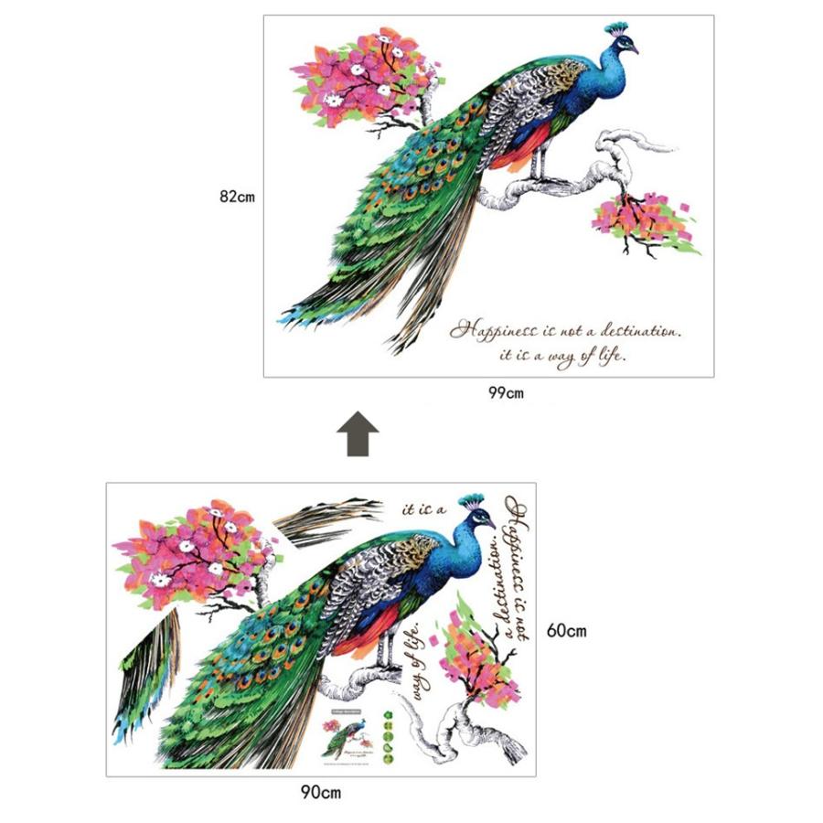 ウォールステッカー ウォールシール 壁シール 壁紙シール 壁面装飾 壁装飾 室内装飾 クジャク 孔雀 鳥 バード お花 フラワー カラフル ロゴ イン Zak おとりよせ Com 通販 Yahoo ショッピング
