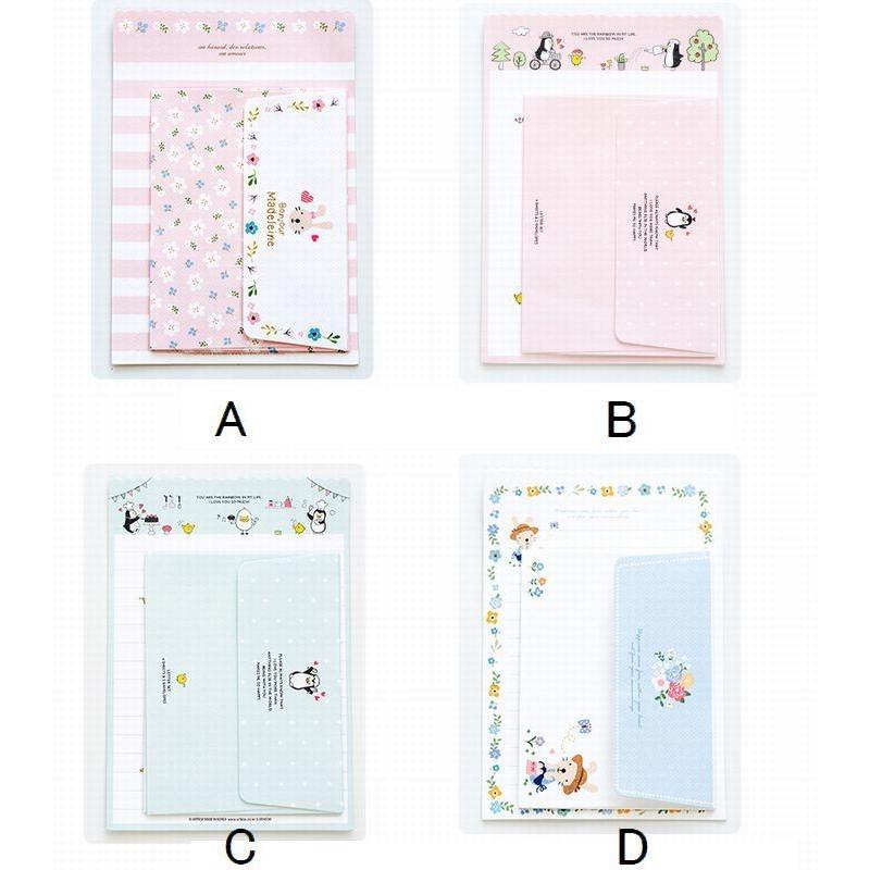 レターセット お手紙セット 3セット 便箋 封筒 可愛い オシャレ お花 フラワー ハート ペンギン カラー 兔 夏 Zak おとりよせ Com 通販 Yahoo ショッピング
