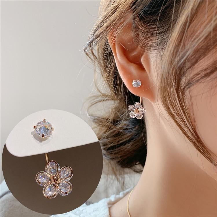 ピアス バックキャッチ スタッドピアス レディース 女性 アクセサリー ファッション小物 ジュエリー ラインストーン 花 フラワー ビジュー ぶら下が Zak おとりよせ Com 通販 Yahoo ショッピング