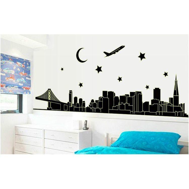 光るウォールステッカー 蓄光 暗いところで光る 光る ウォールステッカー ウォールシール 壁紙シール 夜光シール 夜光ステッカー 蓄光シール 街並み Zak おとりよせ Com 通販 Yahoo ショッピング
