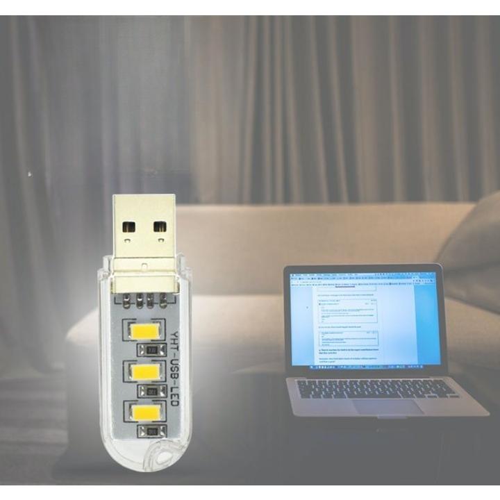 USBライト LEDライト スティックライト 片面 3灯 コンパクト 小型 ポータブル 携帯 ミニサイズ USBメモリ型 読書灯 デスクライト リチウ｜mignonlindo｜02