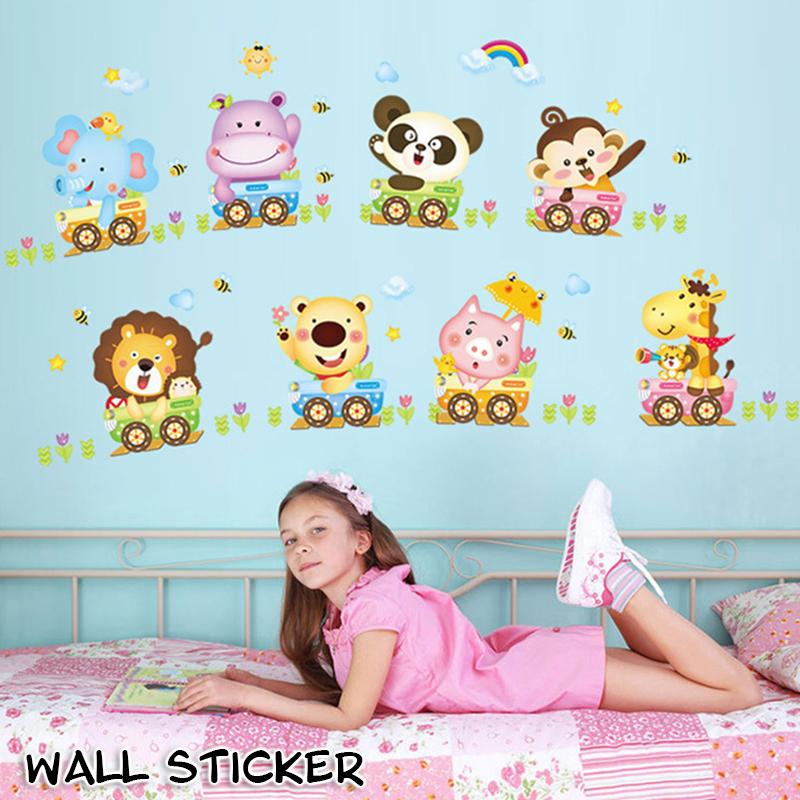 ウォールステッカー 壁紙シール 壁ステッカー アニマル 動物 クルマ ライオン ゾウ パンダ 子供部屋 壁面装飾