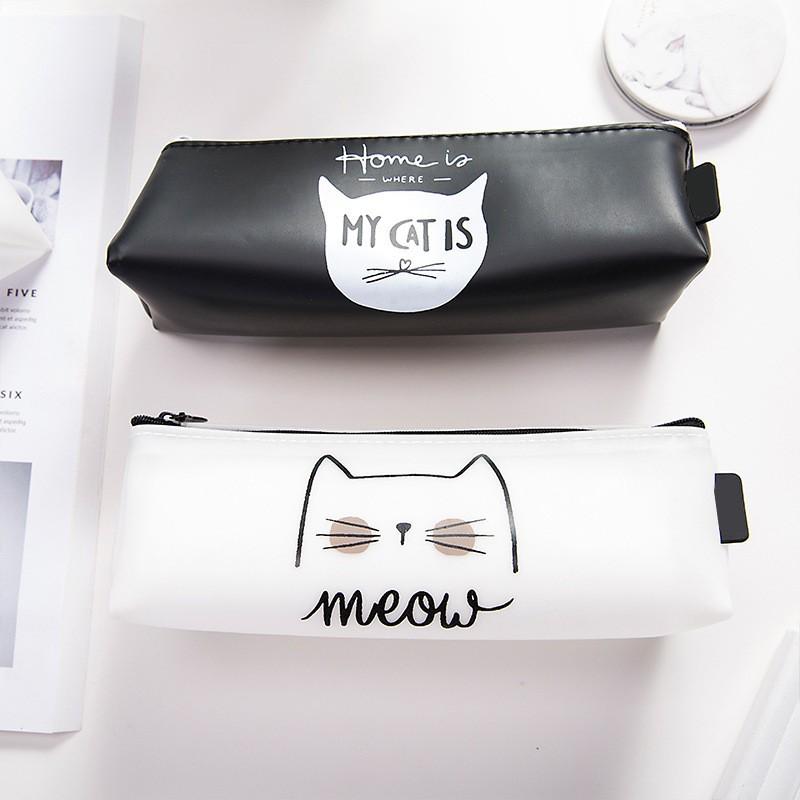 ペンケース 筆箱 猫柄 キャット 猫耳 かわいい おしゃれ 文房具 文具 ステーショナリー ビニール ブラック ホワイト Zak おとりよせ Com 通販 Yahoo ショッピング
