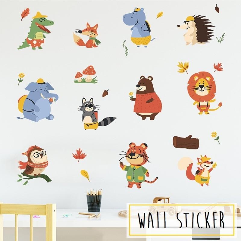 ウォールステッカー 壁ステッカー 壁紙シール アニマル 動物 フクロウ ハリネズミ ライオン クマ キノコ 木 落ち葉 インテリア雑貨 Diy 模様替 Zak おとりよせ Com 通販 Yahoo ショッピング