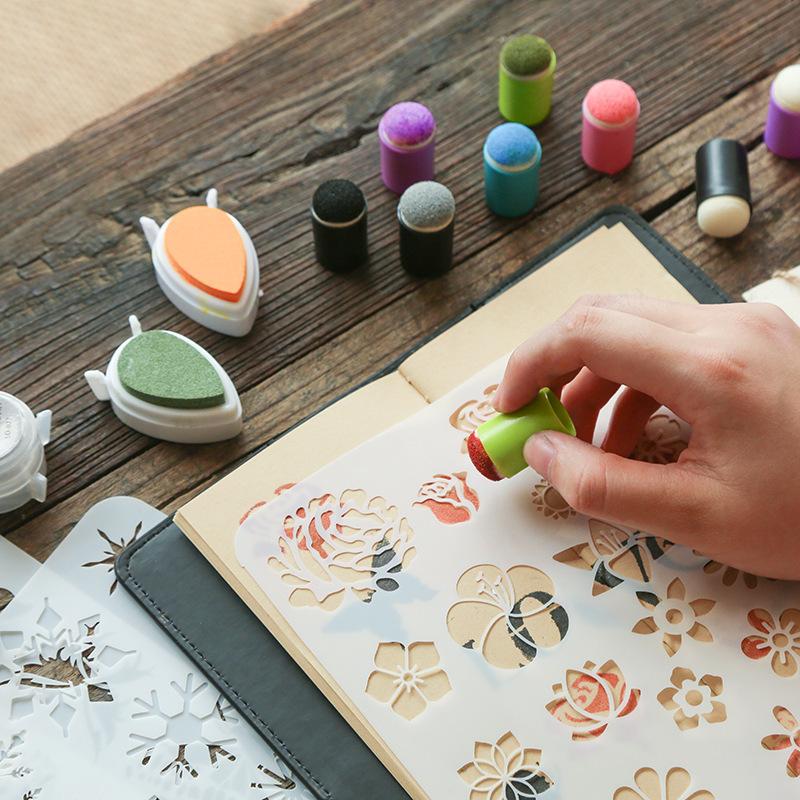 スポンジダウパー 5個セット スタンプインク用 スポンジブラシ 指スポンジ スタンプアート ステンシル ぼかし グラデーション DIY 手作り
