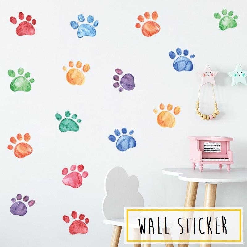人気定番の ウォールステッカー 壁ステッカー 壁紙シール 肉球 足跡 カラフル インテリア雑貨 Diy 模様替え プチリフォーム 貼り付け簡単 イメージチェンジ Originaljustturkey Com