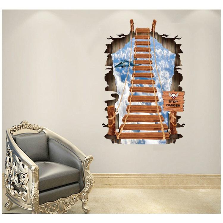 ウォールステッカー 壁紙シール 3d 立体的 トリックアート だまし絵 つり橋 吊り橋 ブリッジ ルームデコレーション ウォールデコレーション 壁面装 Zak おとりよせ Com 通販 Yahoo ショッピング