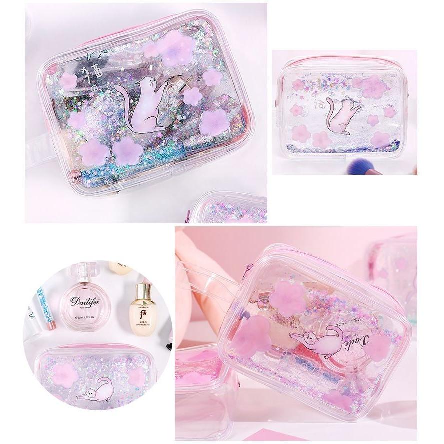化粧ポーチ コスメポーチ 小物入れ 液体 ラメ グリッター キラキラ ゆらゆら 動く 小物収納 レディース 可愛い かわいい ガーリー 猫 ネコ 女性 Zak おとりよせ Com 通販 Yahoo ショッピング