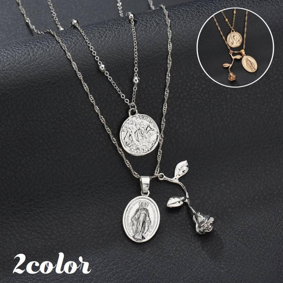 ネックレス 2連 ペンダント チェーン レディース 女性 メンズ ユニ