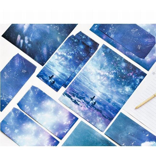 レターセット お手紙セット 3セット 便箋 封筒 可愛い オシャレ 空 星 スター ハート 夜空 大人 カラー 綺麗 夏 Zak おとりよせ Com 通販 Yahoo ショッピング