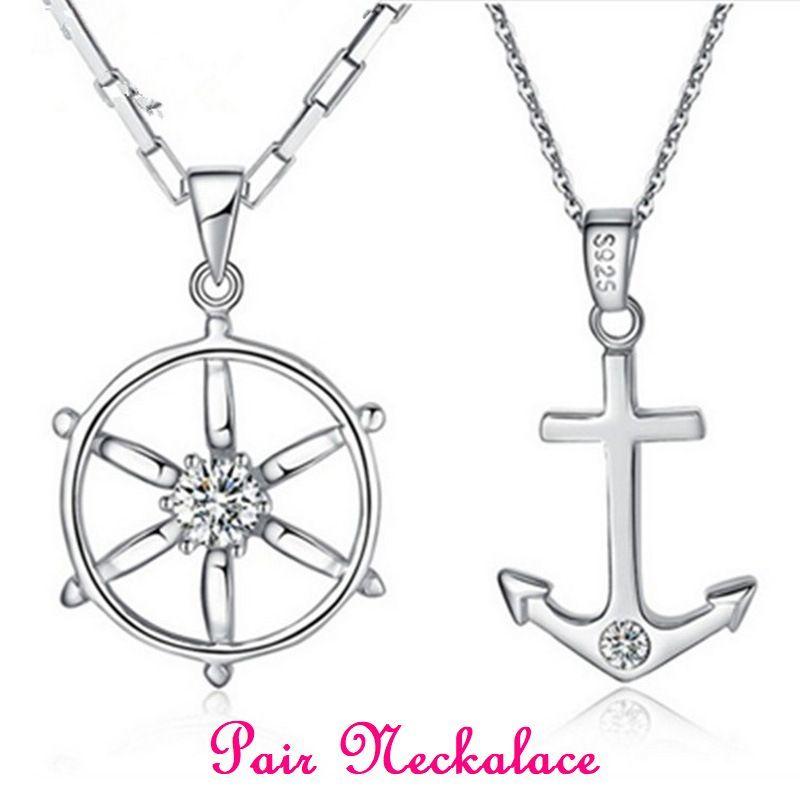 ネックレス ペンダント ペア 錨 舵 マリン シルバーカラー レディース メンズ アクセサリー おしゃれ かわいい ラインストーン Zak 137 おとりよせ Com 通販 Yahoo ショッピング