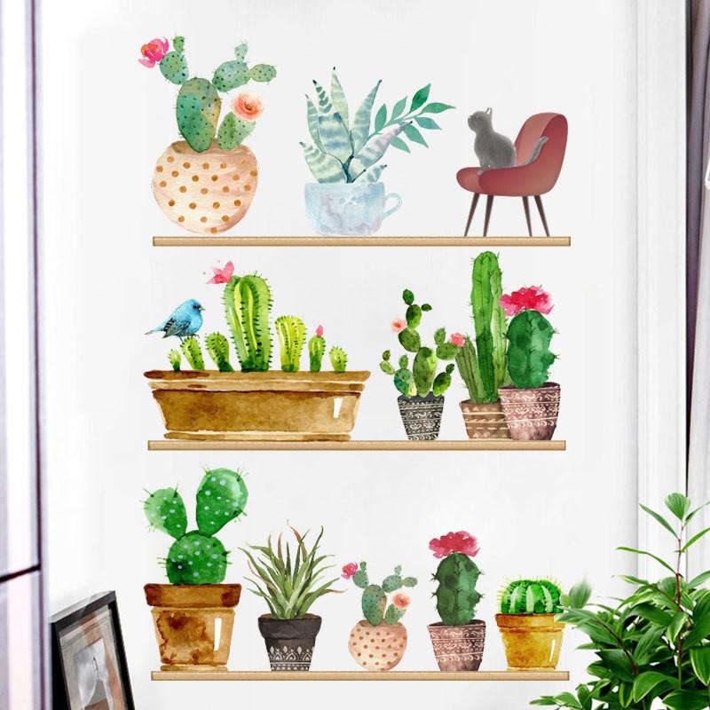 ウォールステッカー インテリア シール 壁紙 模様替え サボテン 植物 ナチュラル 部屋 リラックス リメイク 寝室 リビング Zak おとりよせ Com 通販 Yahoo ショッピング
